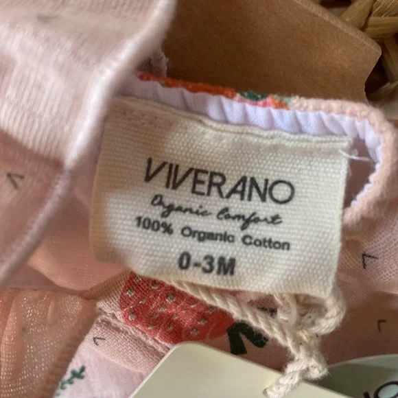 NWT Viverano Organic Cotton Jumper Onesie Romper 0-3 Months Baby Girl - Picture 3 of 3